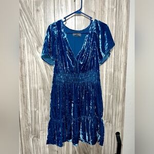 Anthropologie Somerset mini dress in blue velvet. Worn 1x in brand new condition